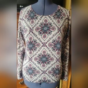 Old Navy Floral Patterned Top - Cream and Pink